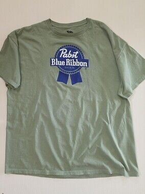 Pabst Blue Ribbon T-shirt Mens Size XL Green Blue Graphic Beer Enthusiast Tee